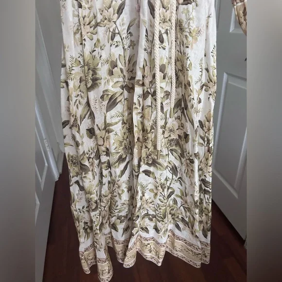 NWT Zimmermann Golden Floral Long Sleeve Buttons Linen Dress 0 US4 - Picture 15 of 17